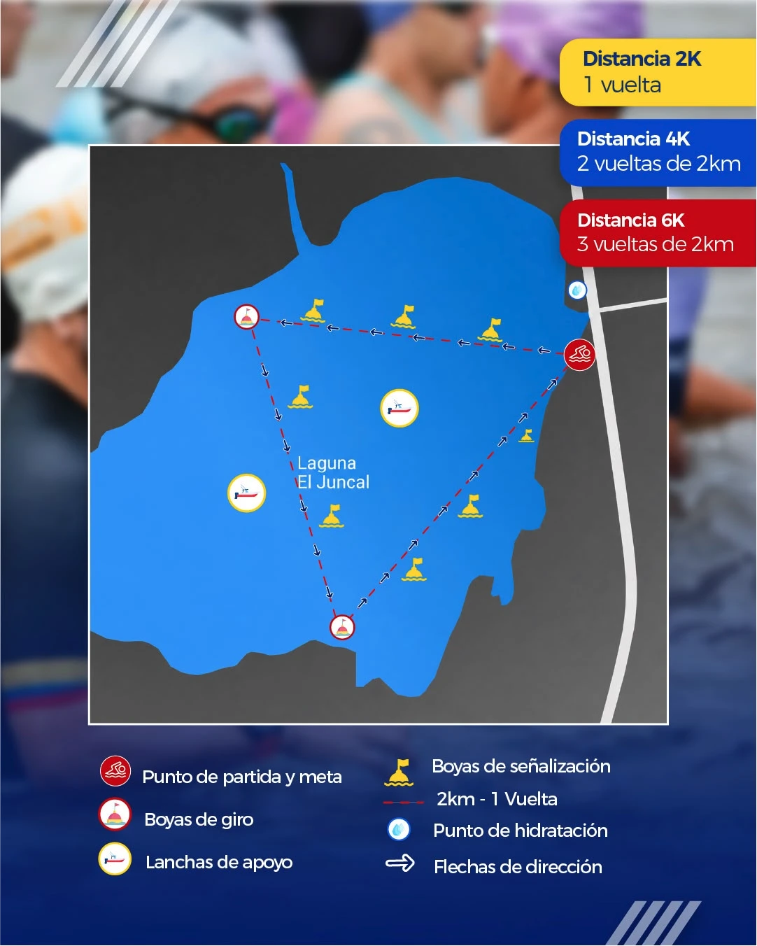 Recorrido aguas abiertas 6K, 4K y 2K